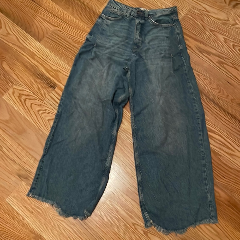 Free People Wide Leg Button Front Jeans size 27